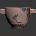 Sculpted Pink Pottery Vessel With Two Handles And Decorative Patterns 3d model