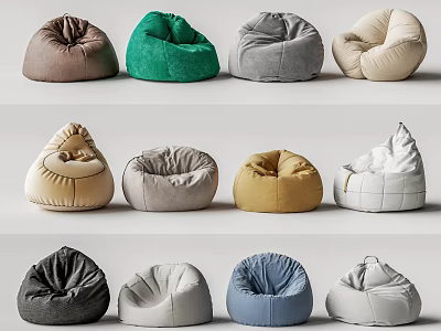 Colorful Bean Bag Chairs With Various Styles For Home Living Room Decor 3d model