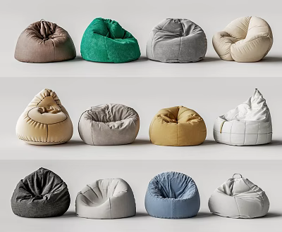 Colorful Bean Bag Chairs With Various Styles For Home Living Room Decor 3d model