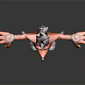 Cartoon Fox Character With Orange Fur Green Eyes Blue Shorts And Red Sneakers Arms Outstretched