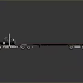 Black Flatbed Truck With Long Wooden Deck And Multiple Wheels On Dark Surface