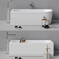 Modern White Bathtub Interior Design With Side Table Toiletries And Slippers