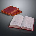 Detailed Sculpture Carving On Red Cover Books Featuring Open Pages And Handwritten Text