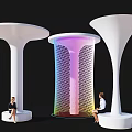 Modern Landscape Pavilion With White Flared Design Colorful Central Structure And Seating
