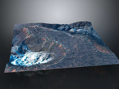 Detailed 3D Terrain Model Showcasing Mountainous Landscape With Snow Covered Areas And Textured Surface 3d model