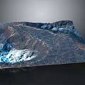 Detailed 3D Terrain Model Showcasing Mountainous Landscape With Snow Covered Areas And Textured Surface