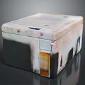 Vintage Distressed Storage Box With Worn Paint Finish And Metal Lid