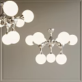 Modern Chandelier Featuring Multiple Spherical Bulbs On Silver Metal Frame With Bright Light 3d model