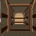 Wooden Bunk Beds Interior With Desk Chair Storage Drawers And Arched Window