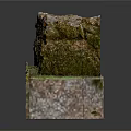 Rustic Wooden And Stone Wall Models With Mossy Surfaces And Sturdy Bases