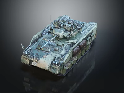 Detailed Modern Military Armored Tank With Camouflage Turret Tracks And Equipment 3d model