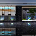 Modern Hotel Corridor With Elegant Lighting Green Plants And Marble Floor