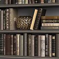 Organized Hardcover Books And Magazines On Wooden Bookshelf With Decorative Items