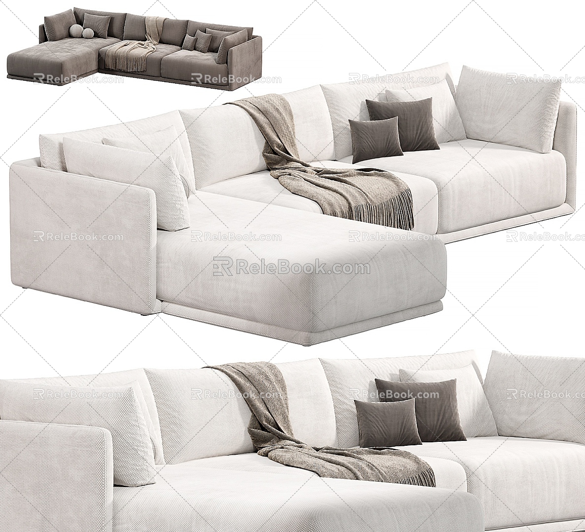 Casual Sofa Combination Casual Sofa Pillow Blanket Living Room Sofa Multi-person Sofa Home 3d model