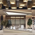 Modern Sales Office With Large Windows Water Feature And Property Models