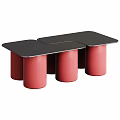 Stylish Modern Coffee Table With Black Tabletop And Wooden Cylindrical Legs