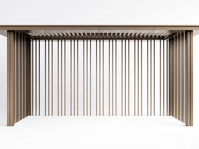 Modern Pergola Design With Vertical Slats And Metal Frame Structure 3d model