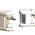 Stylish Retro White And Brown SMEG Coffee Makers As Modern Kitchen Appliances