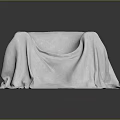 Light Colored Fabric Single Sofa with Minimalist Design on Dark Background 3d model