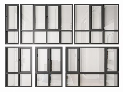 Modern Casement Windows With Aluminum Frames Clear Glass And Contemporary Design 3d model