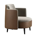 Modern Single Sofa With Gray Fabric Seat Brown Armrests And Black Slim Legs