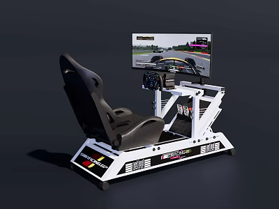 Racing Simulator Entertainment Equipment With Gaming Chair Steering Wheel Display Screen For Realistic Experience 3d model