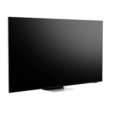Modern Smart Television With Large Black Screen And Silver Base Stand 3d model