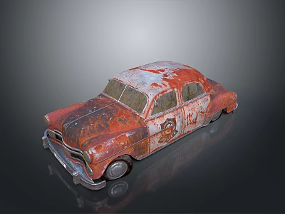 Rusty Vintage Old Car With Weathered Exterior And Classic Design Details 3d model