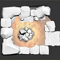 Modern 3D Stone Interior Scene With Steps Table And Decorative Elements