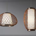 Modern Woven Lattice Pendant Lights Dome And Cylindrical Shapes Warm Glowing Light
