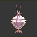 Pink Insect Like Creature 3D Model with Long Antennae Segmented Body and Wing Structures