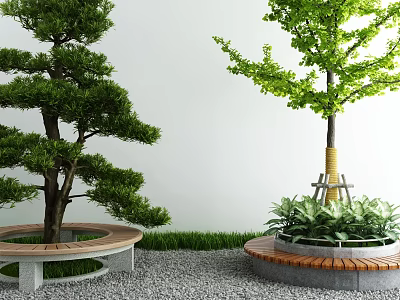 Modern outdoor chair courtyard outdoor leisure landscape 3d model