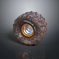 Off Road Tire With Pyramid Brand Tread Pattern And Shiny Metal Rim Design