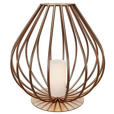 Modern Copper Table Lamp With Curved Metal Frame And White Light Source 3d model