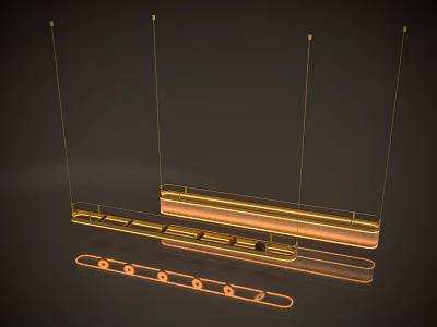 Modern Gold Linear Chandelier With Elegant Hanging Design For Interior Decor 3d model