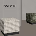 Poliform Cube Shaped Woven Stools In Ivory And Green Minimalist Design 3d model