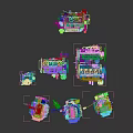 Multiple Rendered Engine 3D Models With Detailed Mechanical Structures And Parts