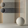 Minimalist Scene In Neutral Tones With Spheres And Textured Surfaces