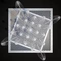 Garden Ornament Modern Fountain With Multiple White Water Jets And Square Gridded Base