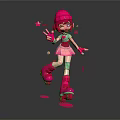 Game Movie Character with Pink Hair Hat and Boots Dancing with Stars in Outfit