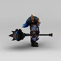 Inflatable Blue Warrior Character With Spiked Armor And Large Hammer Design 3d model