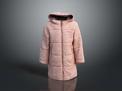 Cute Dog Wearing Pink Hooded Coat Standing Against Dark Background 3d model