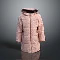 Cute Dog Wearing Pink Hooded Coat Standing Against Dark Background