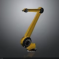Yellow Robotic Arm With Mechanical Joints And Stable Base On Gray Background 3d model