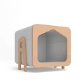 Wooden And Gray Pet House Furniture With House Shaped Opening And Ladder
