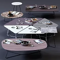 Modern Coffee Tables Design With Round Square Tops Wooden Marble Surfaces And Magazines Glasses Ashtray