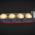 Large LNG Transport Ship With Four Spherical Tanks And Blue Red Hull