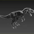 3D Rendered Dinosaur Model Standing Pose With Open Mouth Green Red Skin Against Gray Background