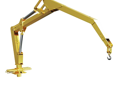 Industrial Yellow Mechanical Lifting Arm Design With Multiple Joints And Hook 3d model