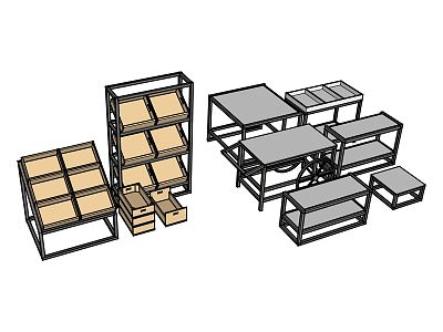 Modern shelf for fruit store model